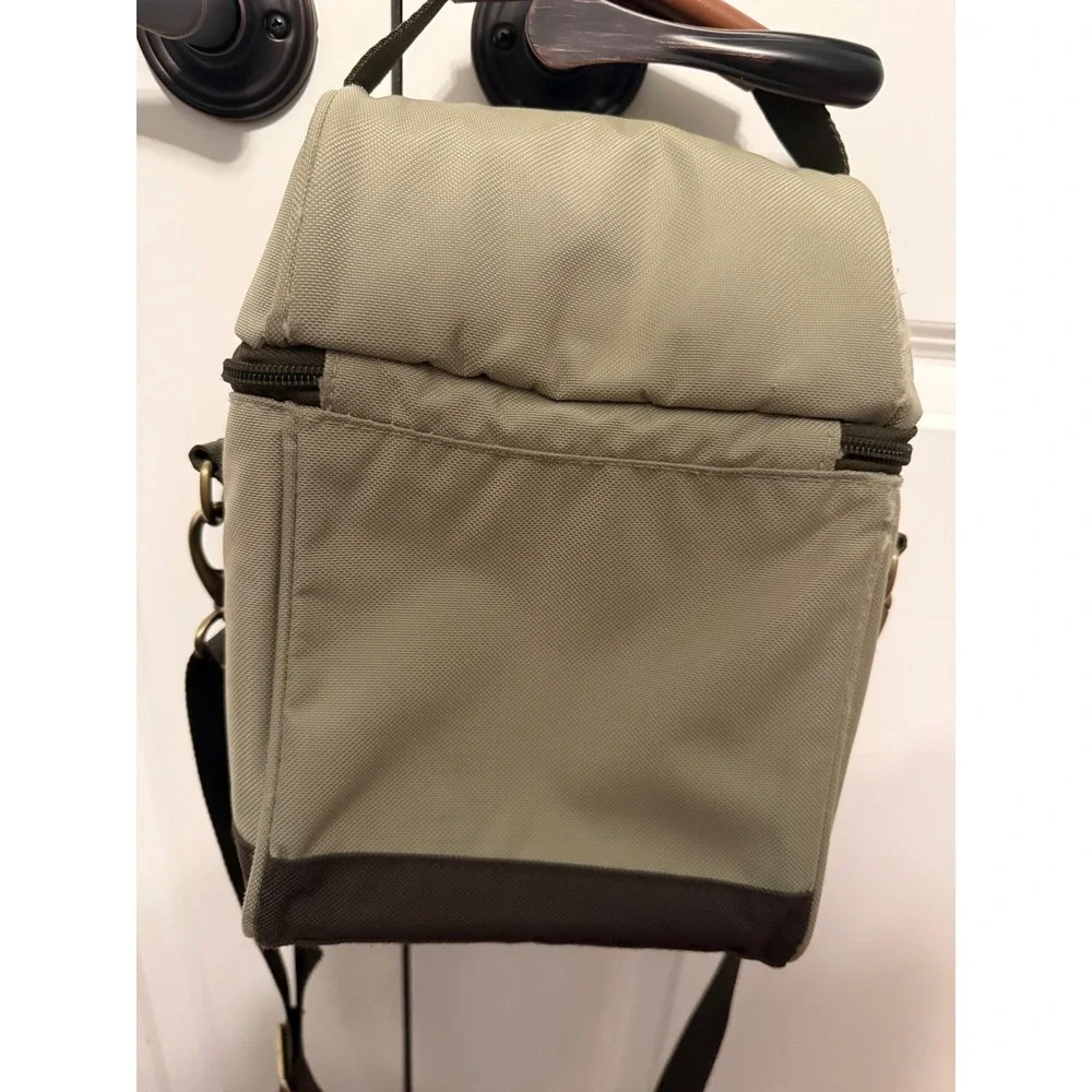 Eddie Bauer‎ Insulated Lunch Bag Cooler Medium Olive Green Brown Crossbody Strap